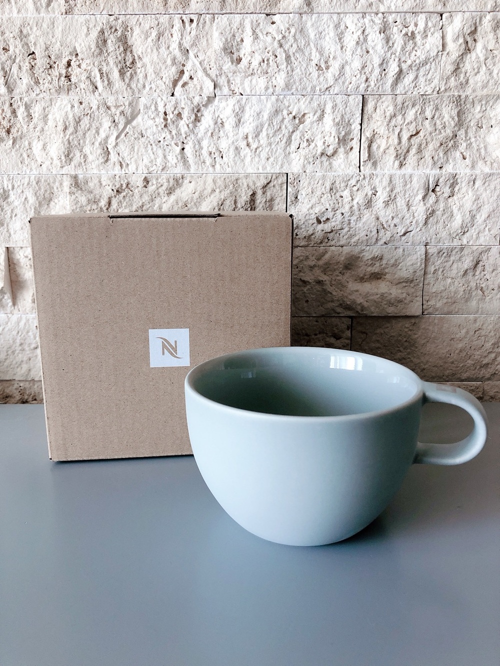 Nespresso cappuccino mug Ceramic Coffee cup blue grey